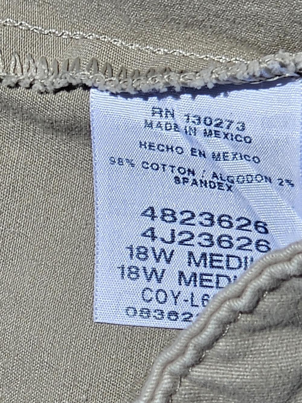 Lee Women's Size 18 W Light Tan Chino Pants. - Picture 4 of 4